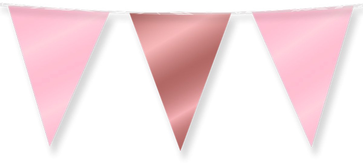 Dubbelzijdige vlaggenlijn | Set á 6 stuks | Lengte: 10 meter | Kleur: Roze | Rosé goud